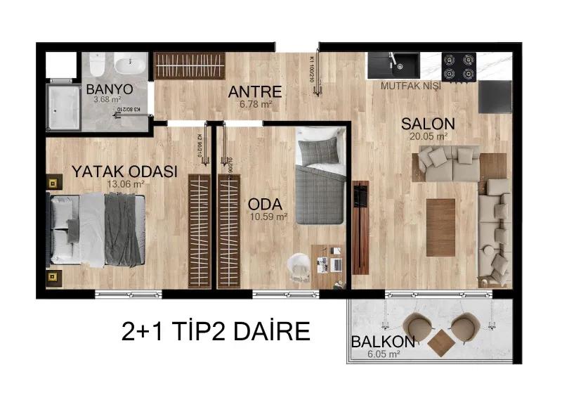 2+1 Daire (Tip B) - Craft Bulvar